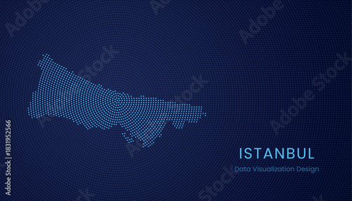 Istanbul city dotted digital map for data visualization design