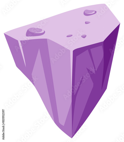 Crystalline Purple Gemstone Fragment Isolated Vector Illustration