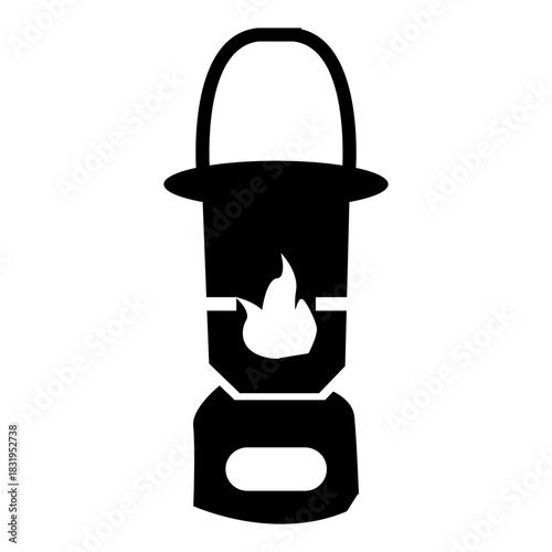 vector illustration of a camping lamp lantern glyph icon