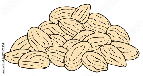 Illustration of a Pile of Almonds: Healthy Food and Nutrition