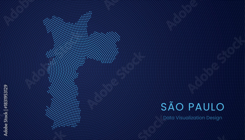 Sao Paulo city dotted digital map for data visualization design
