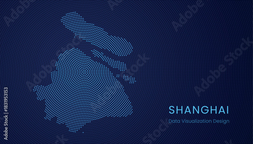 Shanghai city dotted digital map for data visualization design