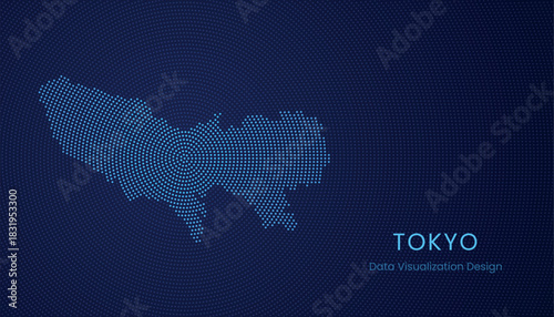 Tokyo city dotted digital map for data visualization design