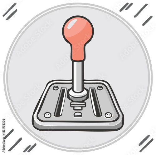 Vintage arcade joystick or industrial machine control lever illustration