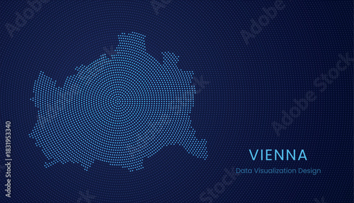 Vienna city dotted digital map for data visualization design