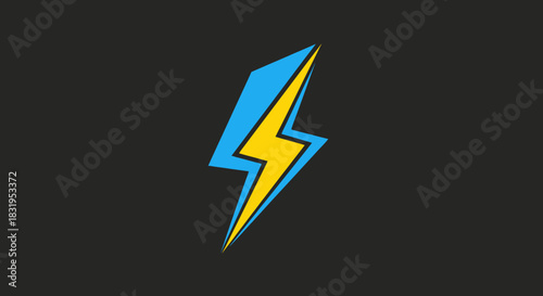 Illustration depicting a stylized blue and yellow lightning bolt on a dark background Free Download Illustration depicting a stylized blue and yellow lightning bolt on a dark background - GFXLoad