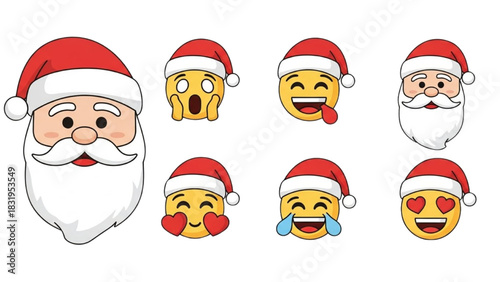 Christmas Emojis Festive Faces with Santa Hats for Holiday Cheer