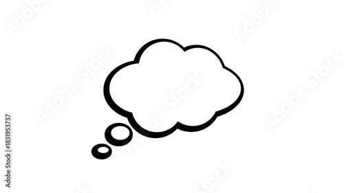 White cloud with a black outline. The cloud is thought to be a symbol of the mind. animation icon video