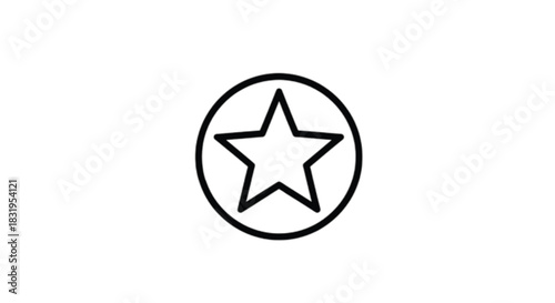 Simple outline of a star within a circle, representing achievement or a rating.