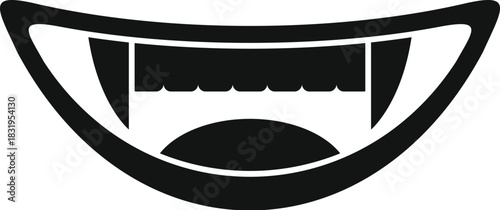 Grinning vampire mouth with fangs and teeth, a scary halloween icon
