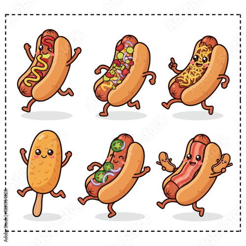 Hot Dog Vector Illustration with Bun and Mustard Topping Classic Hot Dog Graphic Design for Menu and Fast Food Branding 