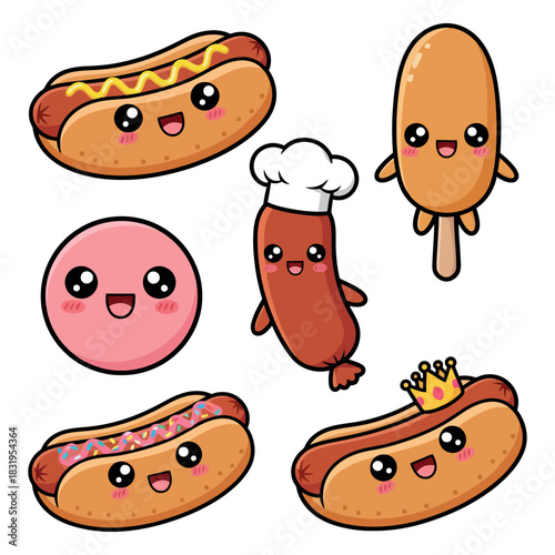 Hot Dog Vector Illustration with Bun and Mustard Topping Classic Hot Dog Graphic Design for Menu and Fast Food Branding 
