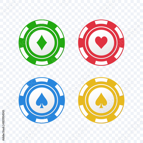 casino poker cards and chips. Card aces. aces of all four suits, diamonds, spades, hearts, clubs.