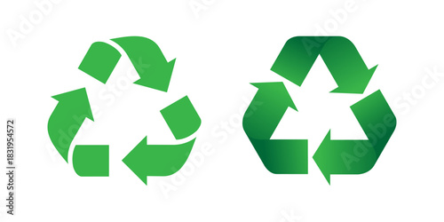 Recycle symbols. Recycling arrow icons. Reusing symbols. Recycling label.