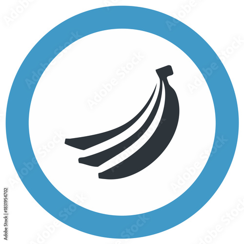 Stylized Banana Bunch Icon in Blue Circle