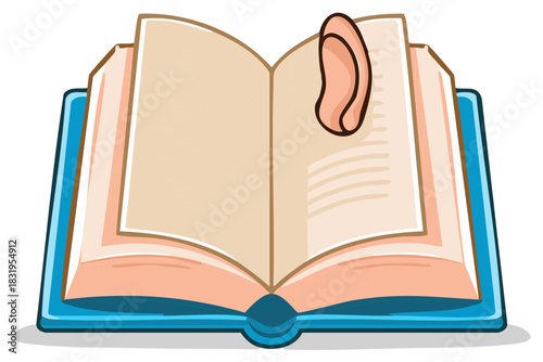 Open book with a paperclip bookmark