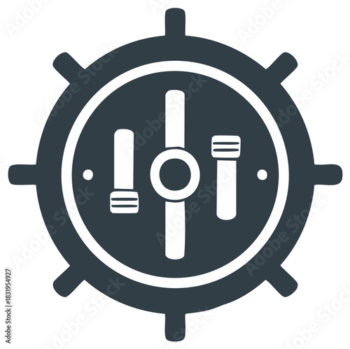 Gear icon with sliders for control panel settings preferences and management