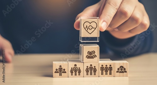 Building a foundation of love and family wooden blocks representing relationships and support systems for a stronger future together