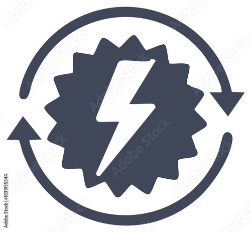 Energy bolt and circular arrow icon symbolizing power regeneration and recycling