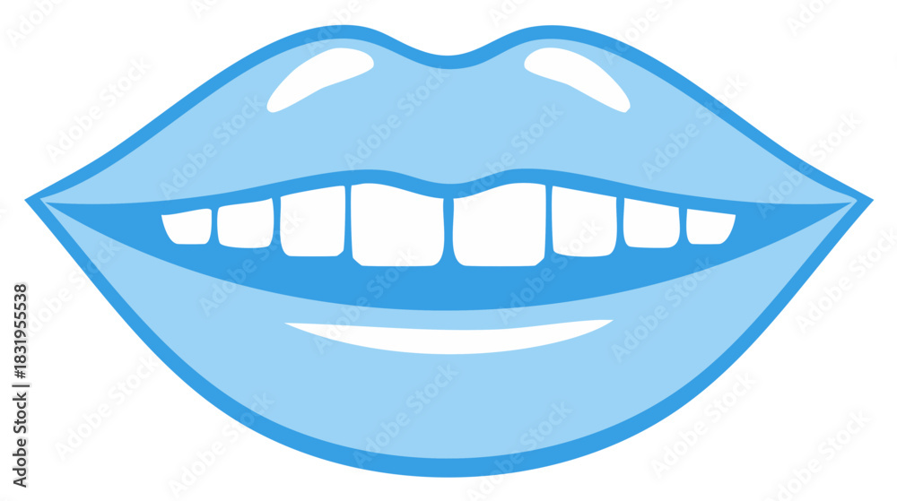 Fototapeta premium Stylized Blue Lips Showing Teeth in a Wide Smile