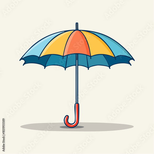 Colorful Pixel Art Umbrella Open Blue Yellow Orange Protection From Rain Weather Accessory
