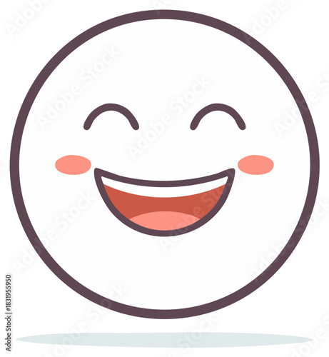 Happy Face with Blushing Cheeks and Wide Grin Illustration