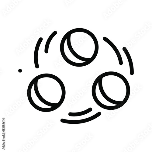 Rotating interconnected spheres system with continuous motion icon