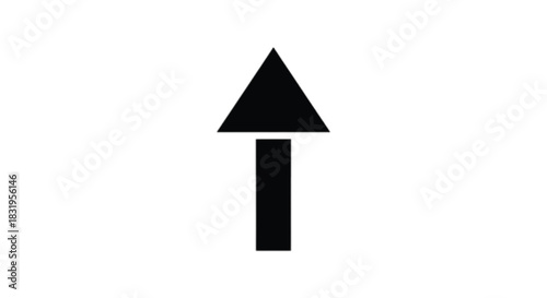 Simple black arrow pointing upwards on a clean white background