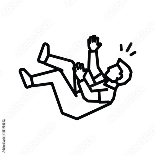 Person falling icon, depicting a sudden loss of balance or trip.
