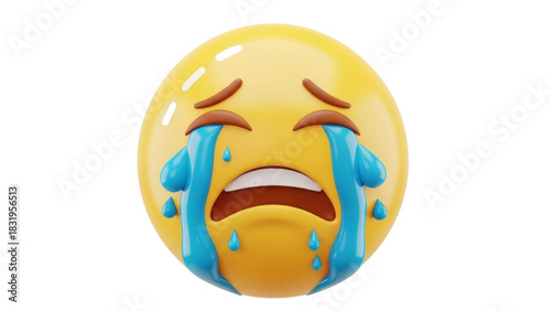 Sad Tears Emoji Expressing Sorrow and Heartbreak with a Yellow 3D Icon