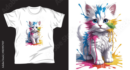 Cat graphic vector T shirt design print.