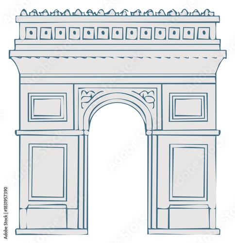 Triumphal Arch architectural structure isolated graphic illustration style artwork