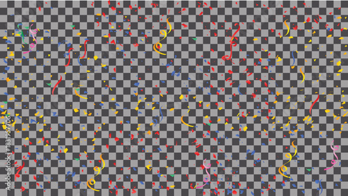 Colorful Confetti and Streamers Transparent Celebration Background