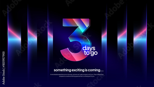 Three Days to Go - Futuristic Neon Countdown Background with Modern Gradient Light