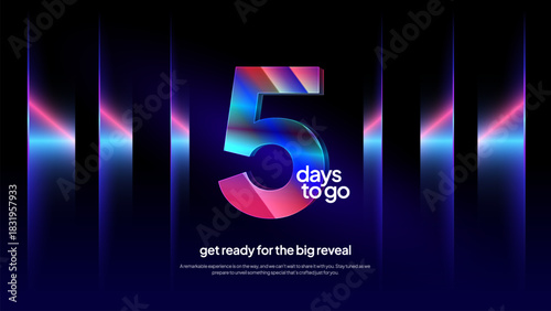 Five Days to Go - Futuristic Gradient Neon Countdown Background for Promotions