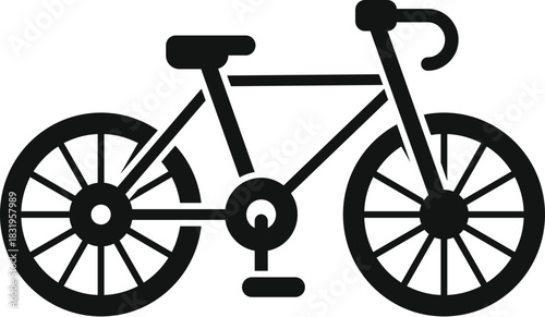Bicycle icon displaying a simplified silhouette for cycling activities