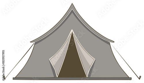 Gray camping tent illustration for outdoor adventures