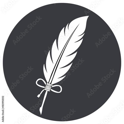 Elegant white quill pen with a decorative ribbon