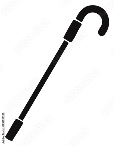 Classic Black Walking Stick Depicting Mobility Assistance and Vintage Accessory for Individuals in Need of Stable Support