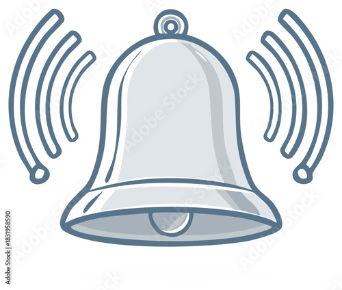 Simple cartoon illustration of a ringing bell icon for a notification alert or alarm sound