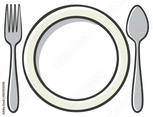 Simple Flatware and Plate for Dining Settings