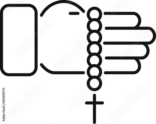 Hand holding rosary beads with a cross representing christian spirituality and prayer