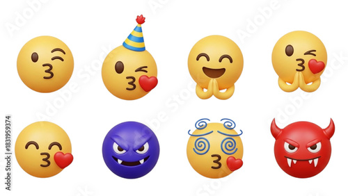 Vibrant 3D Emoji Collection Expressing Diverse Human Emotions and Digital Feelings