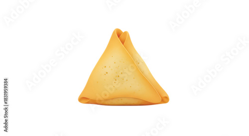 Golden triangular pastry with delicate folds, a delicious savory snack
