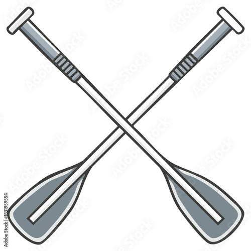 Stylized Crossed Rowing Oars Graphic for Outdoor Recreation and Water Activities