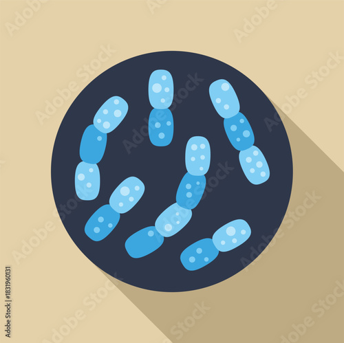 Microorganisms multiplying on a dark medium inside a circular petri dish