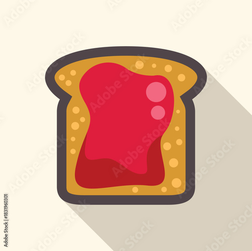 Toasted bread slice with red jam spread, presenting a breakfast food icon