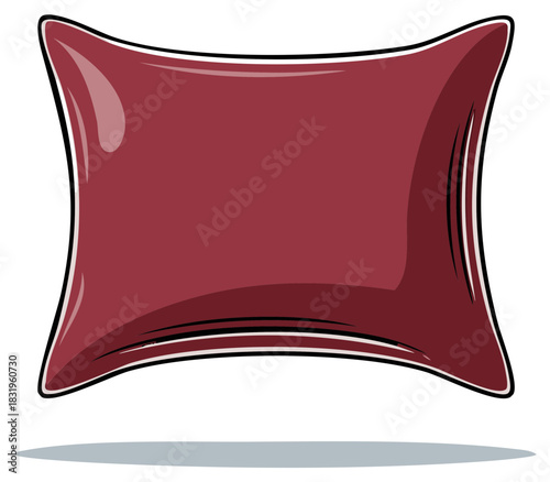 Vibrant Maroon Pillow Vector Illustration for Bedroom Comfort and Home Decor