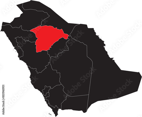 Hail Region Province Region on Map of Saudi Arabia Editable Vector