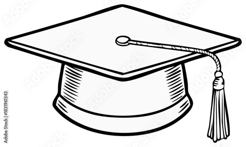 Classic graduation cap illustration with tassel symbol of academic achievement